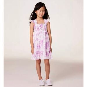 Janie & Jack Floral Smocked Dress Emily White A Line Girl Size 7 Sundress Lined